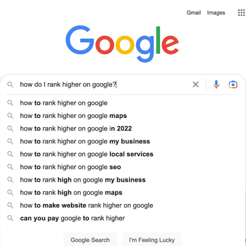 Google search for ranking
